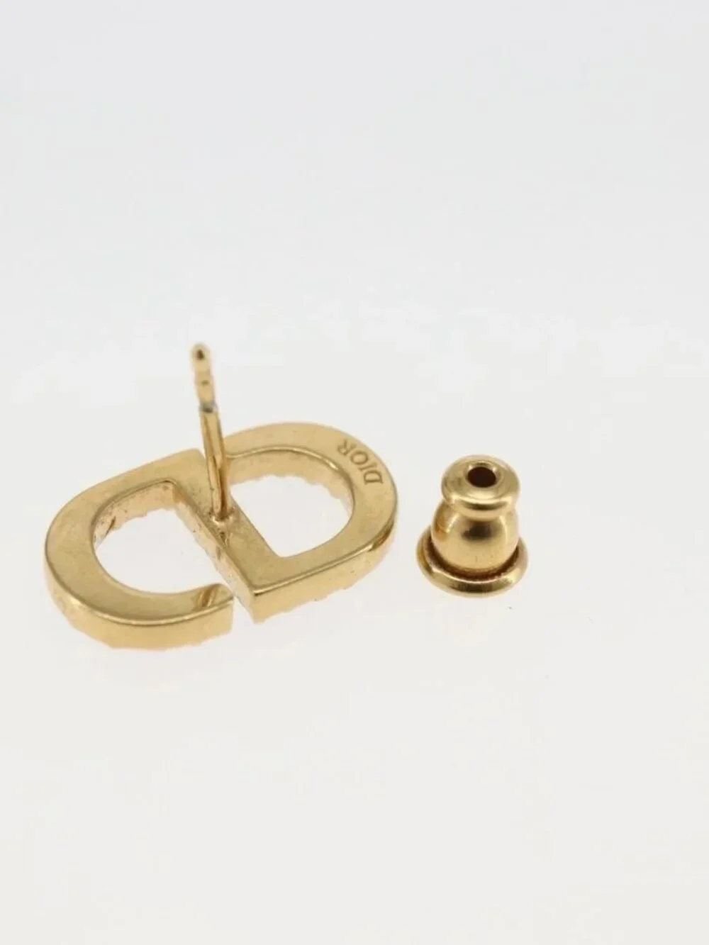 Christian Dior Rhinestone Pierce Earring metal Gold Tone Auth 168258M